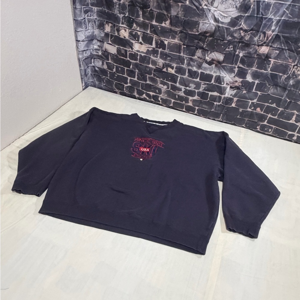 Vintage Blackwater Bay Ski Apache Sweatshirt XL Navy Embroidered USA